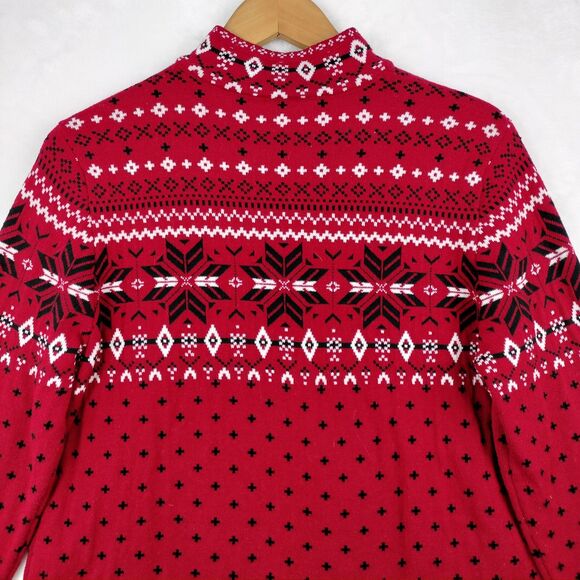 Breckenridge Sweater Womens Petite XL Red 1/4 Zip Fair Isle Holiday Christmas - Picture 11 of 13